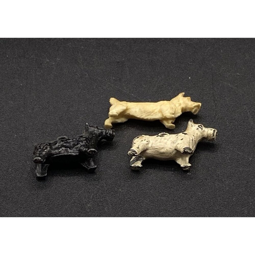 Tiny Celluloid Scottie & 2 Charm Cast Iron Scotties 1940’s Scottish Terrier - Picture 10 of 10